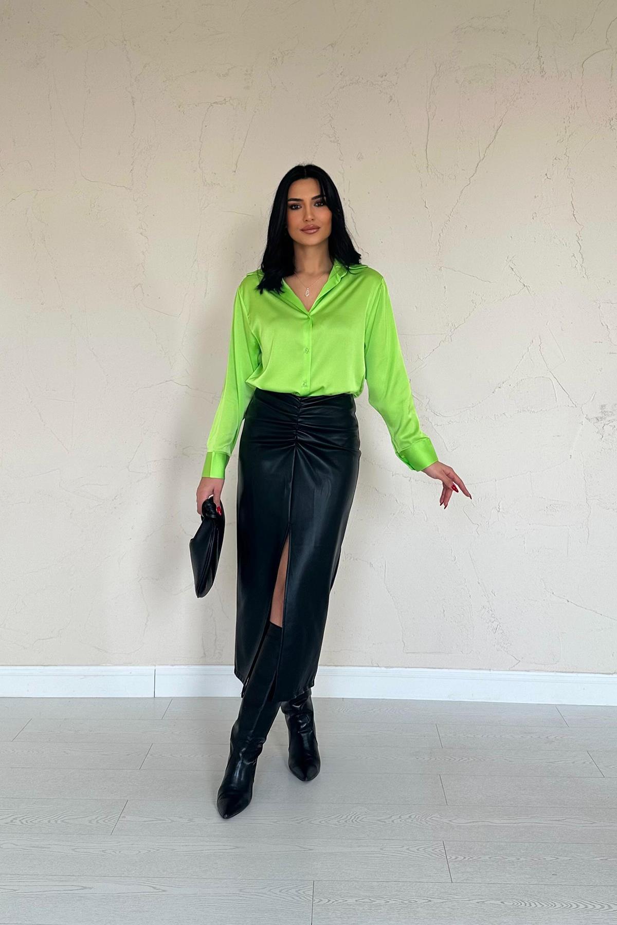 Toptan Neon Saten Gömlek