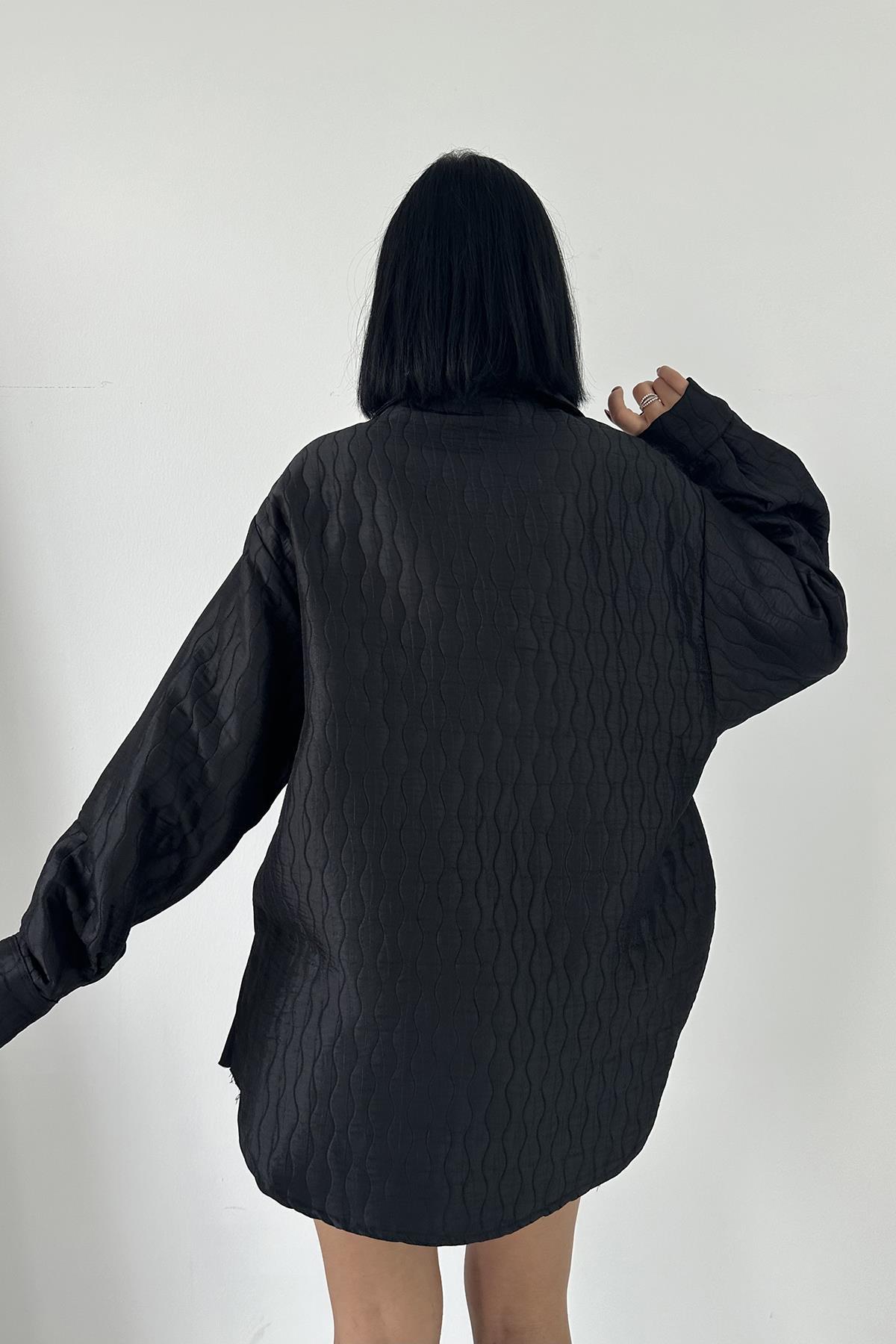 Toptan Siyah Cepli Kapitone Gömlek