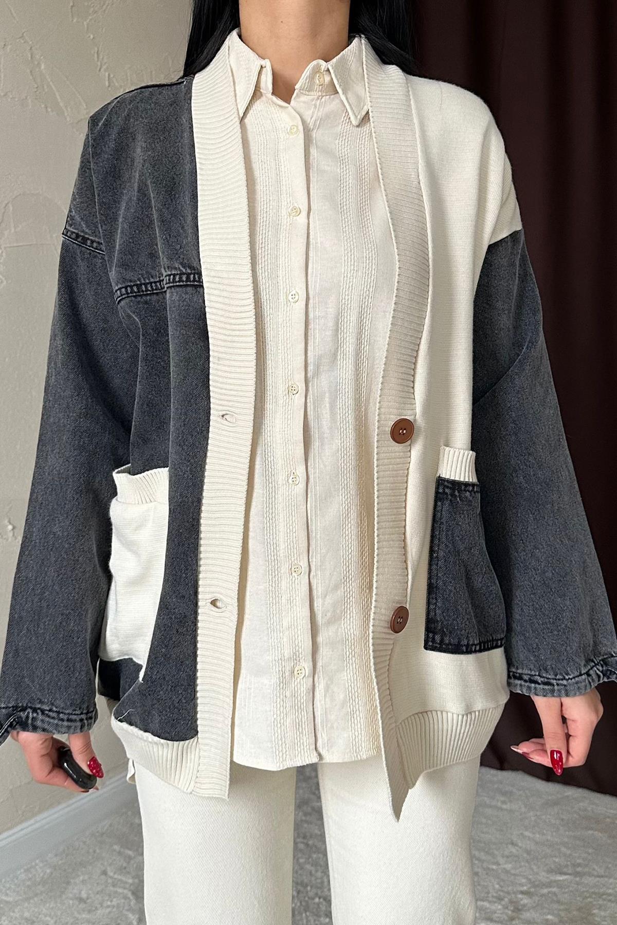 Toptan Siyah Garnili Kot Hırka