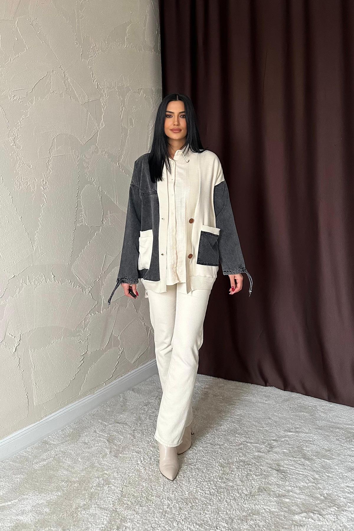 Toptan Siyah Garnili Kot Hırka