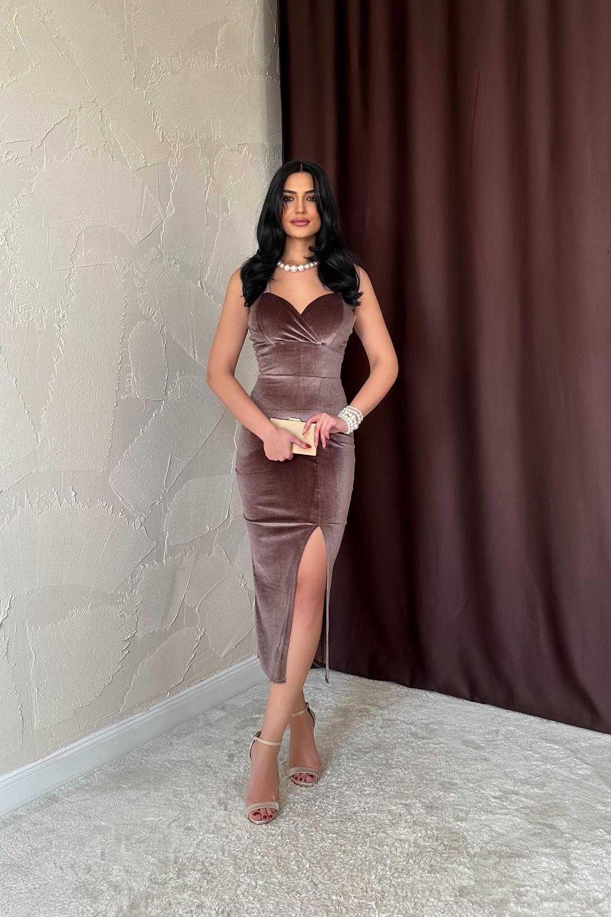 Toptan Vizon Kadife Elbise