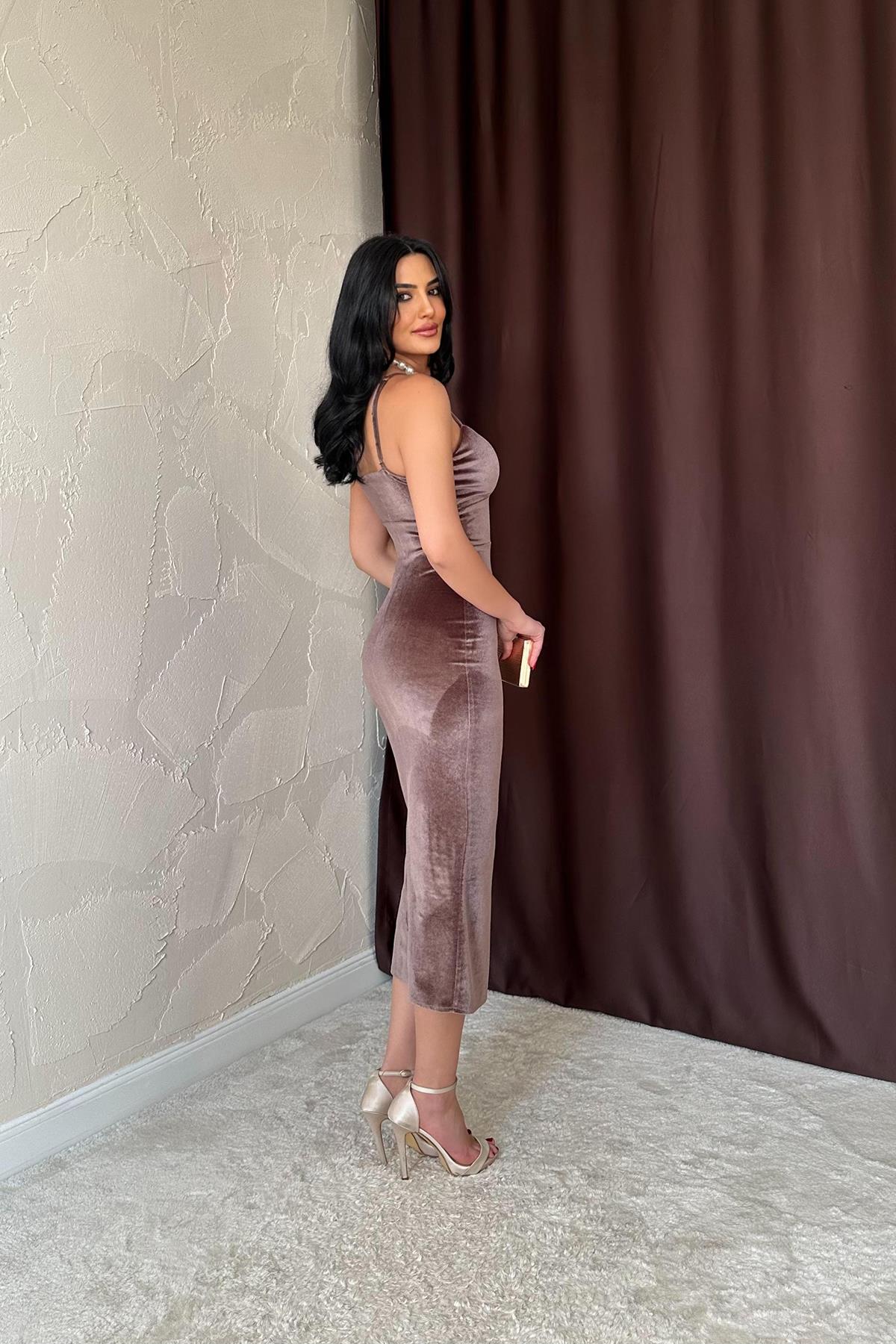 Toptan Vizon Kadife Elbise