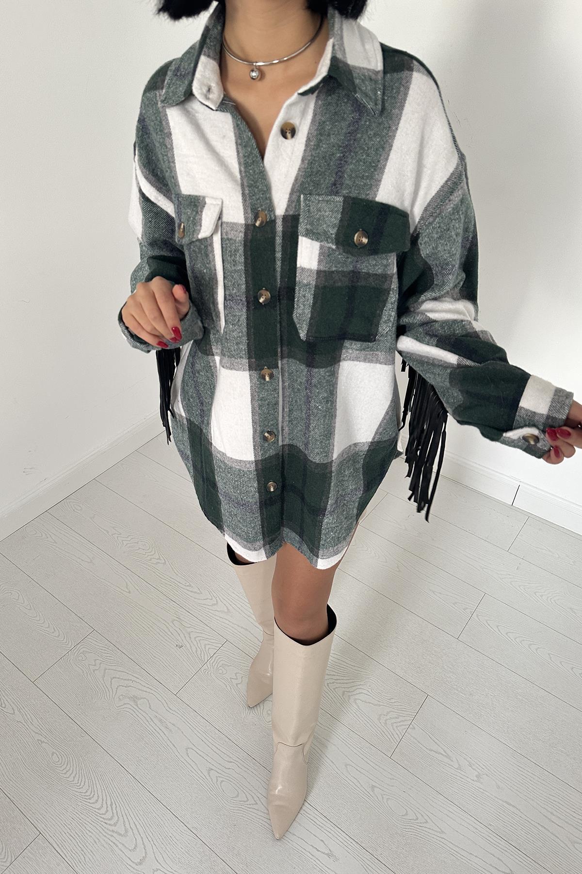 Toptan Yeşil Arkası Püsküllü Gömlek