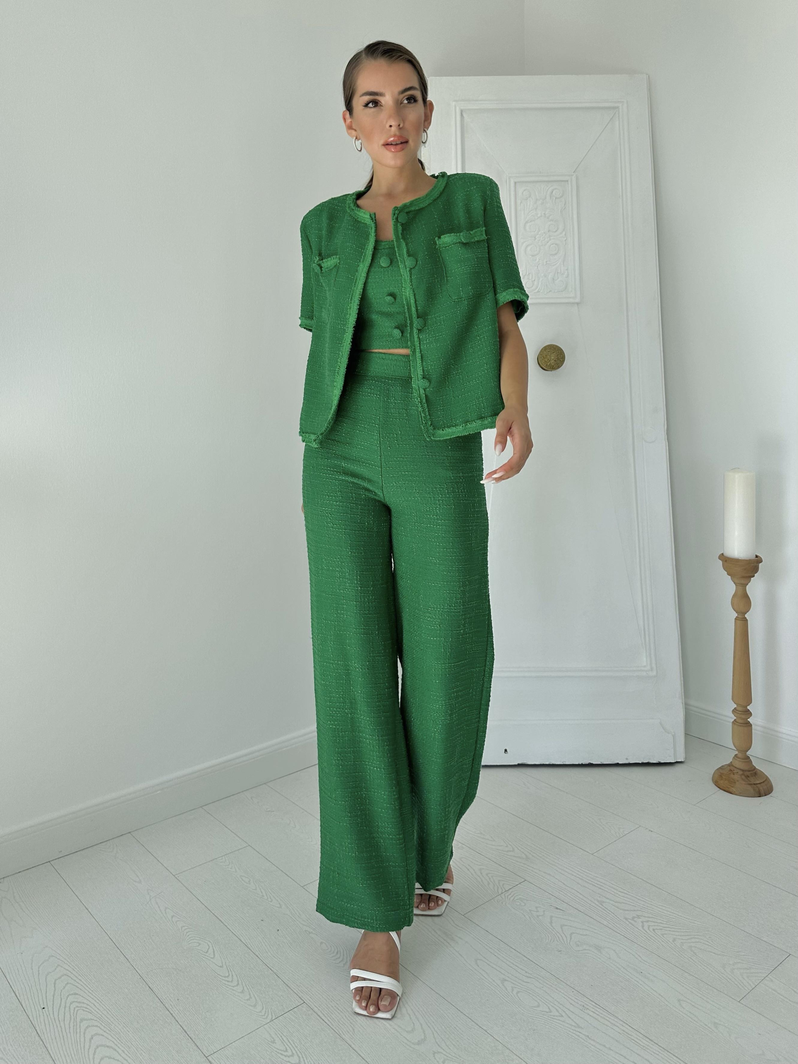 Toptan Yeşil Askılı Büstiyer Ceket Ve Pantolon Takım Yeşil L