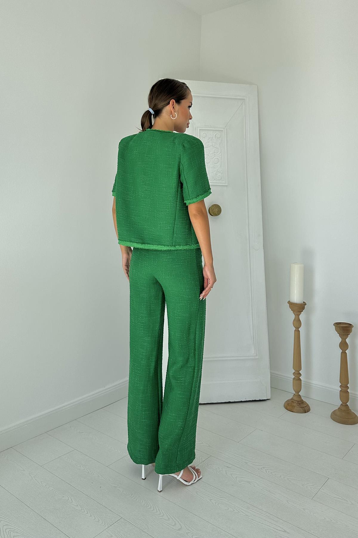 Toptan Yeşil Askılı Büstiyer Ceket Ve Pantolon Takım