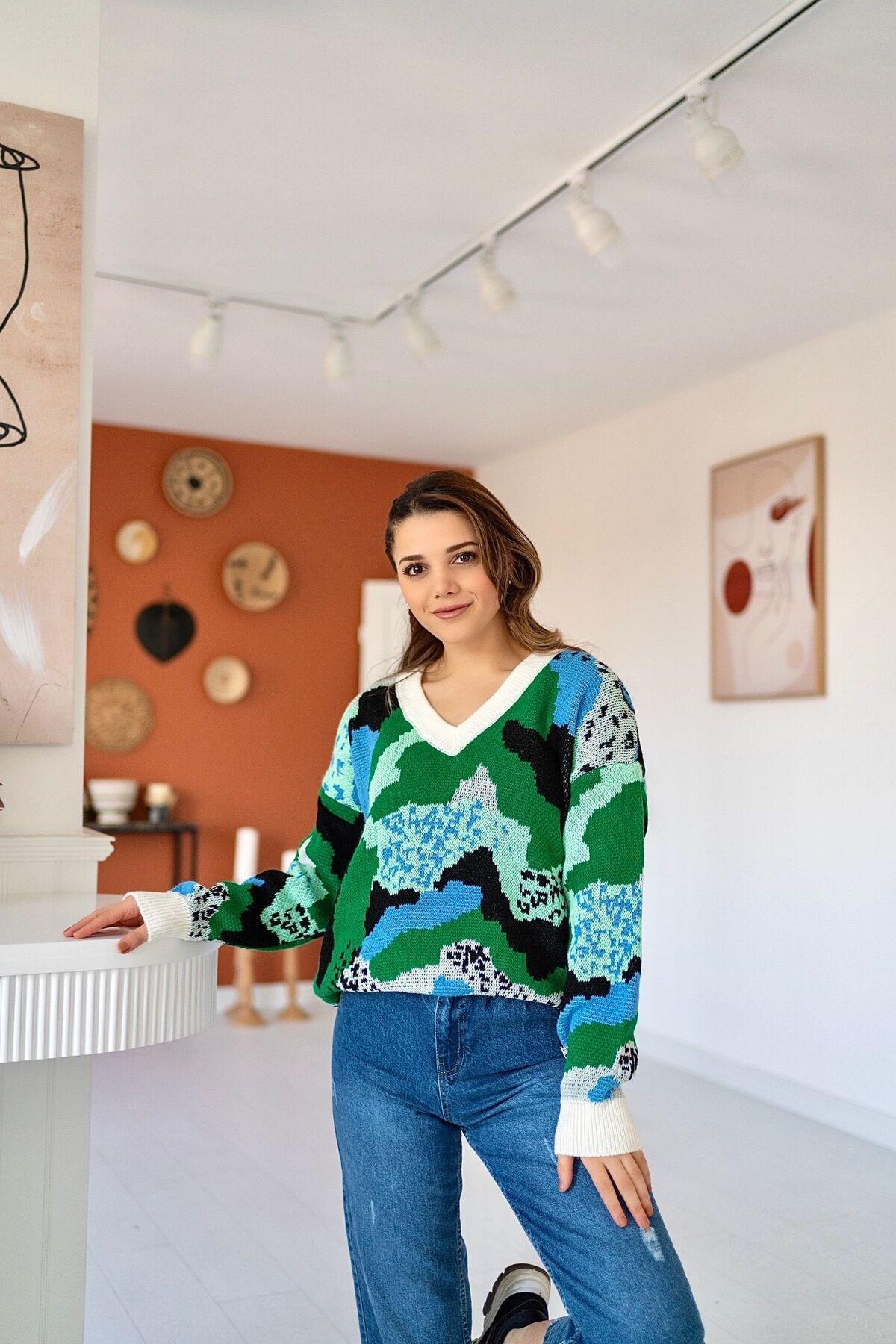 Toptan Yeşil Renkli Kazak