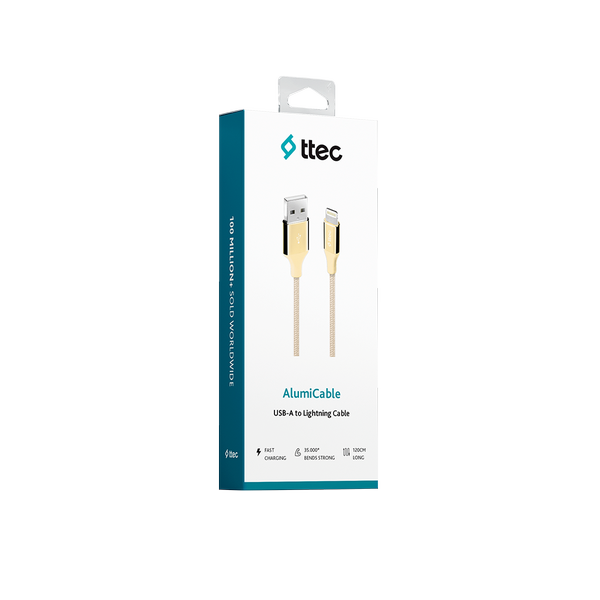 ttec AlumiCable USB-A - Lightning Şarj Kablosu Altın