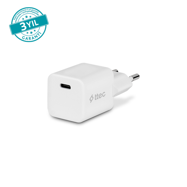 ttec SmartCharger GAN 20W PD Seyahat Hızlı Şarj Aleti Beyaz