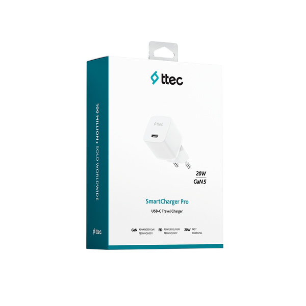ttec SmartCharger GAN 20W PD Seyahat Hızlı Şarj Aleti Beyaz