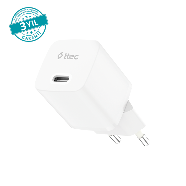 ttec SmartCharger GAN 30W PD USB-C Seyahat Hızlı Şarj Aleti 2SCG30B Beyaz