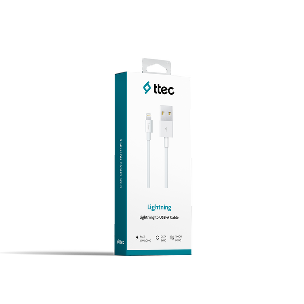 ttec USB-A - Lightning Şarj Kablosu- Beyaz