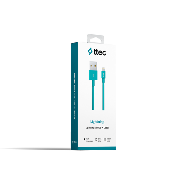 ttec USB-A - Lightning Şarj Kablosu- Turkuaz