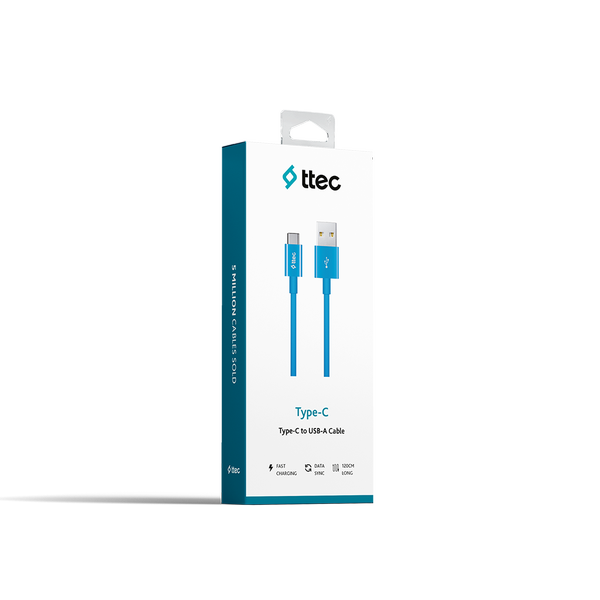ttec USB-A - USB-C Şarj Kablosu Mavi