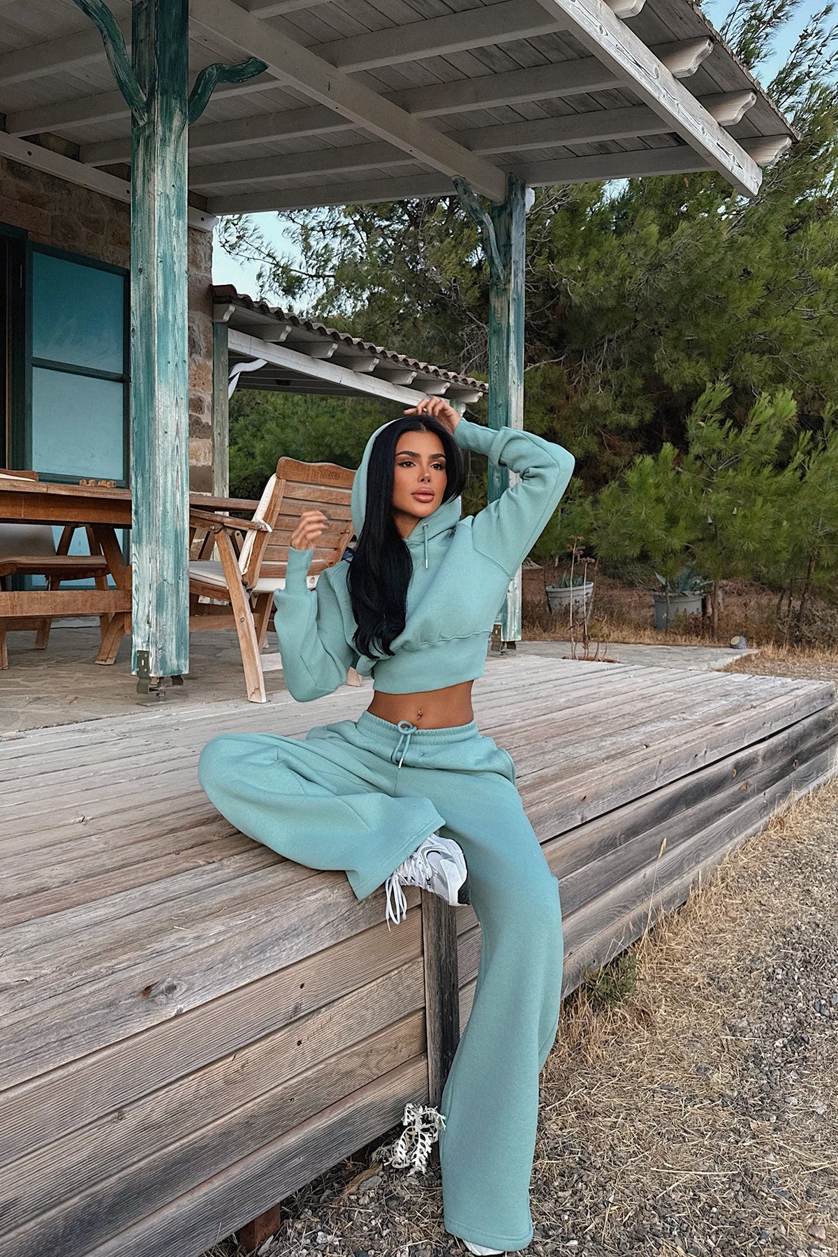 Turkuaz Scarf Kapşonlu Eşofman Takım ATE-3691