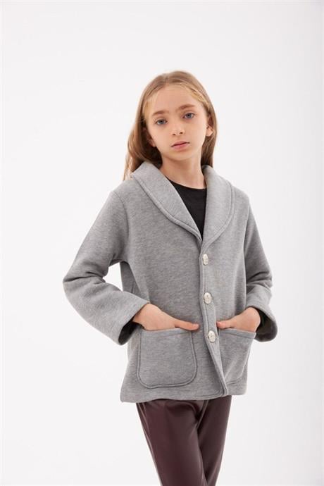 Unısex 3 Iplik Şardonlu Blazer Ceket Gri 6 Yaş