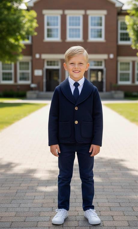 Unısex 3 Iplik Şardonlu Blazer Ceket Siyah 6 Yaş