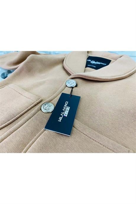 Unısex 3 Iplik Şardonlu Blazer Ceket Kahverengi 10 Yaş