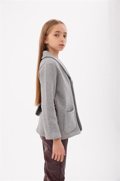 Unısex 3 Iplik Şardonlu Blazer Ceket Gri 6 Yaş