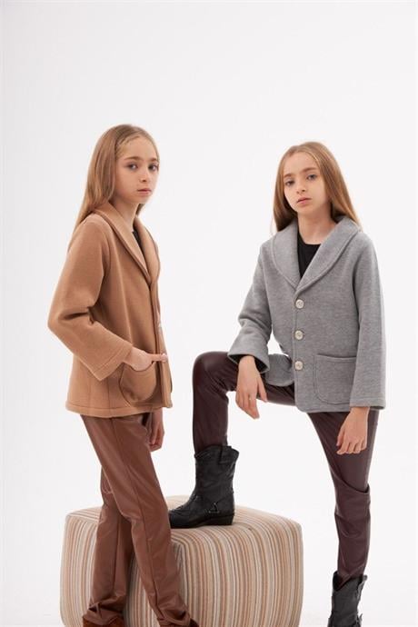 Unısex 3 Iplik Şardonlu Blazer Ceket Gri 4 Yaş