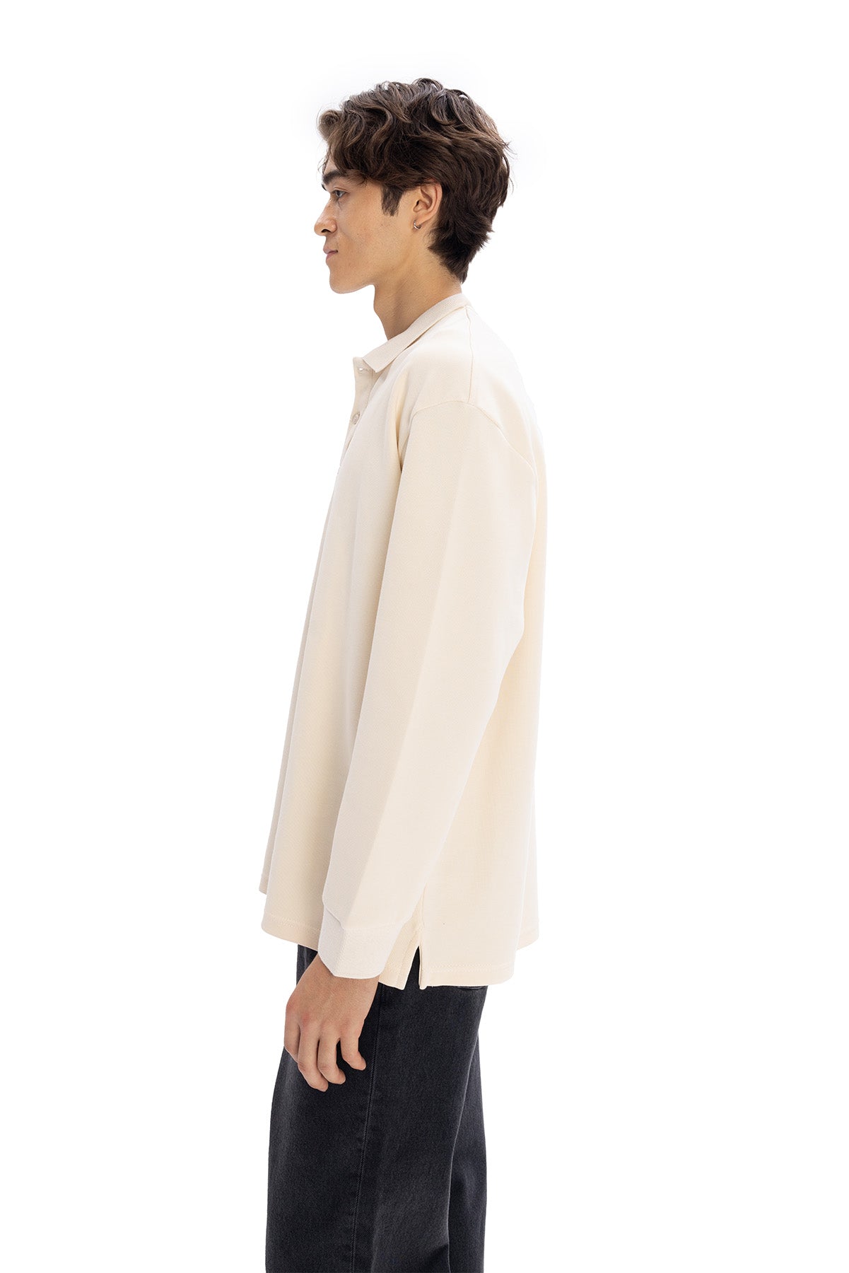 UZUN KOL POLO YAKA T-SHIRT - BEJ - BEJ S