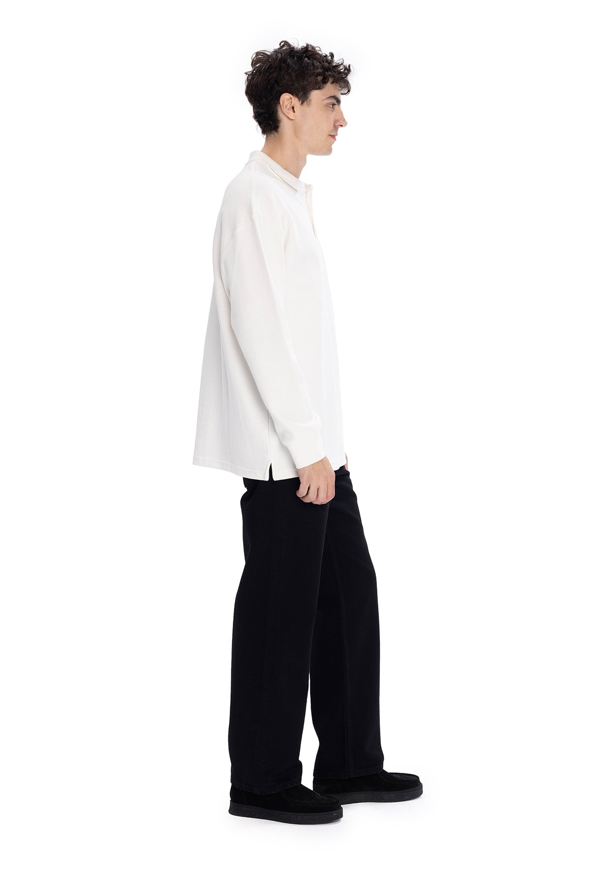 UZUN KOL POLO YAKA T-SHIRT - BEYAZ - BEYAZ L