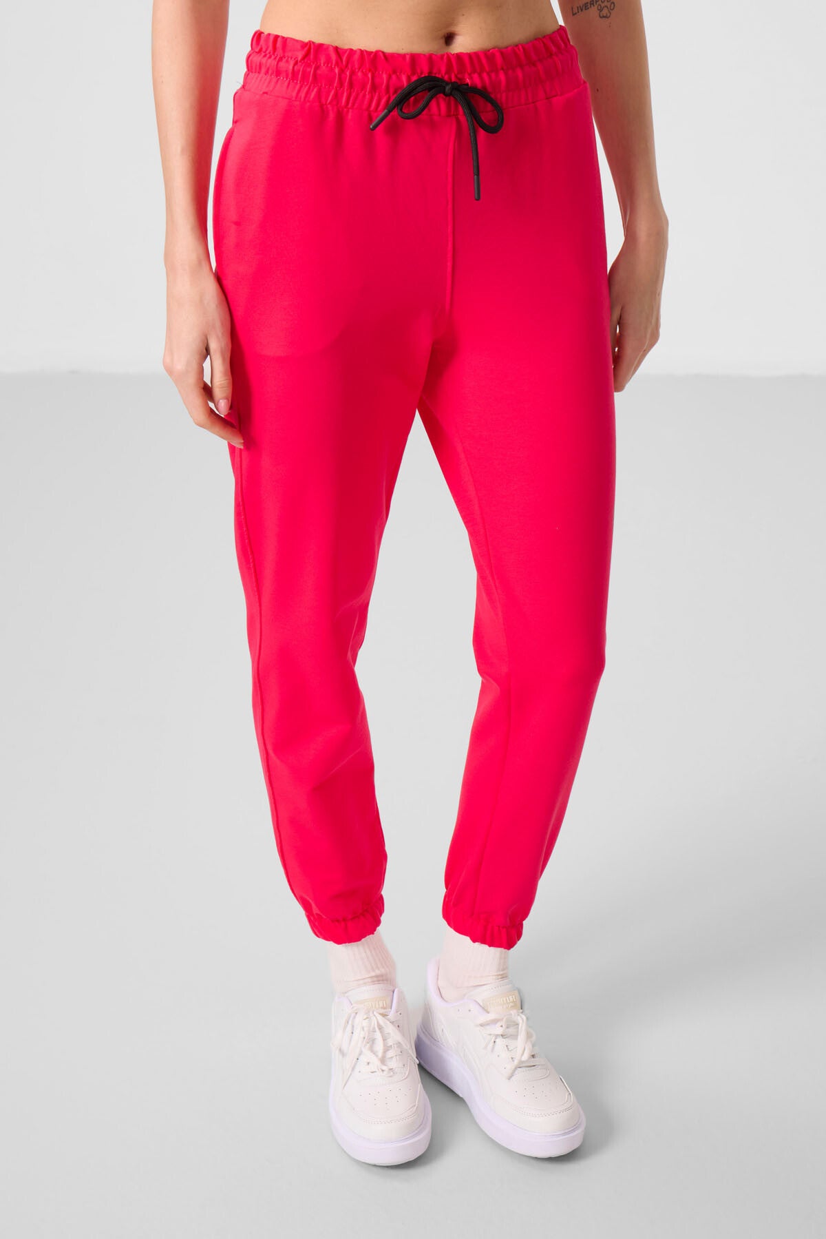 Viva Kırmızı Dik Yaka Fermuarlı Rahat Form Kadın Eşofman Tunik Takım - 95345