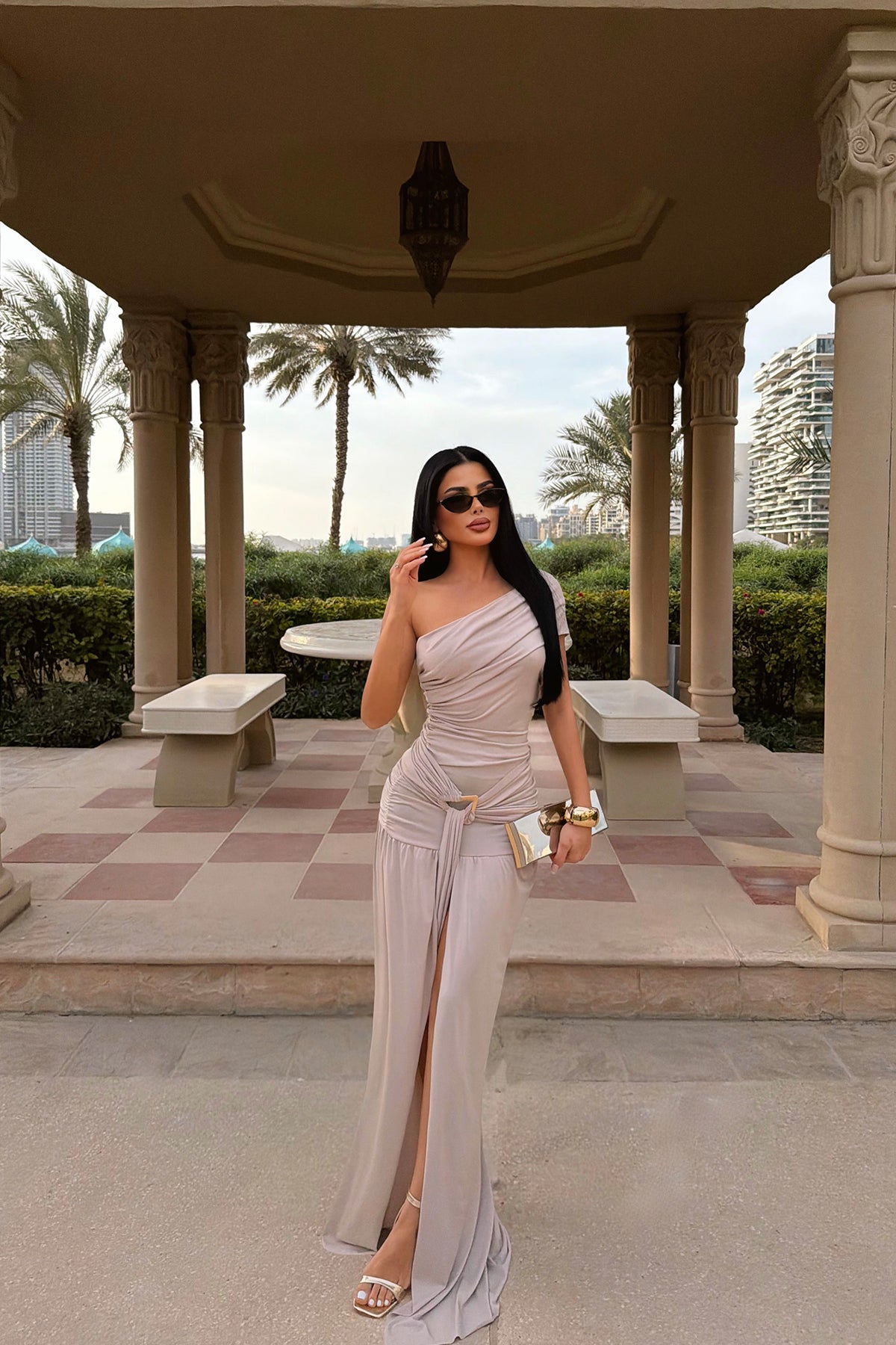 Vizon Nicolette Uzun Yırtmaçlı Elbise ATE-4595