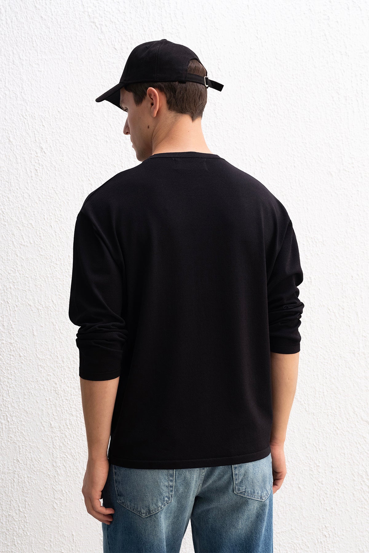 YARIM PATLI TRİKO SİYAH T-SHIRT - SİYAH L
