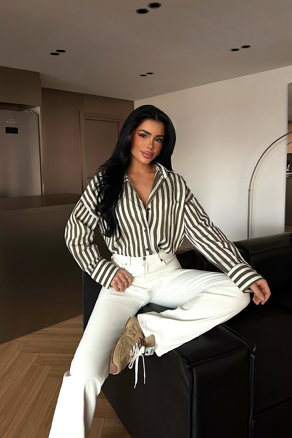 Yeşil Odyssey çizgili gömlek ATE-2117