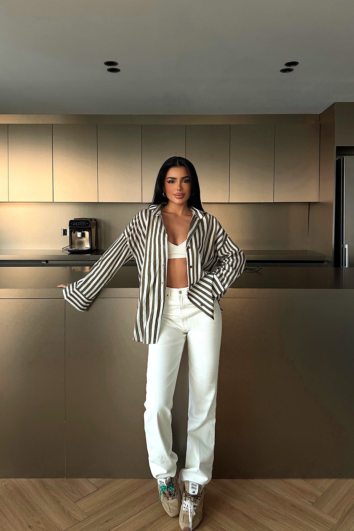 Yeşil Odyssey çizgili gömlek ATE-2117