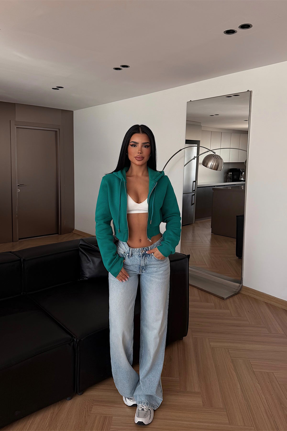 Yeşil Caiden Crop Hırka ATE-4860