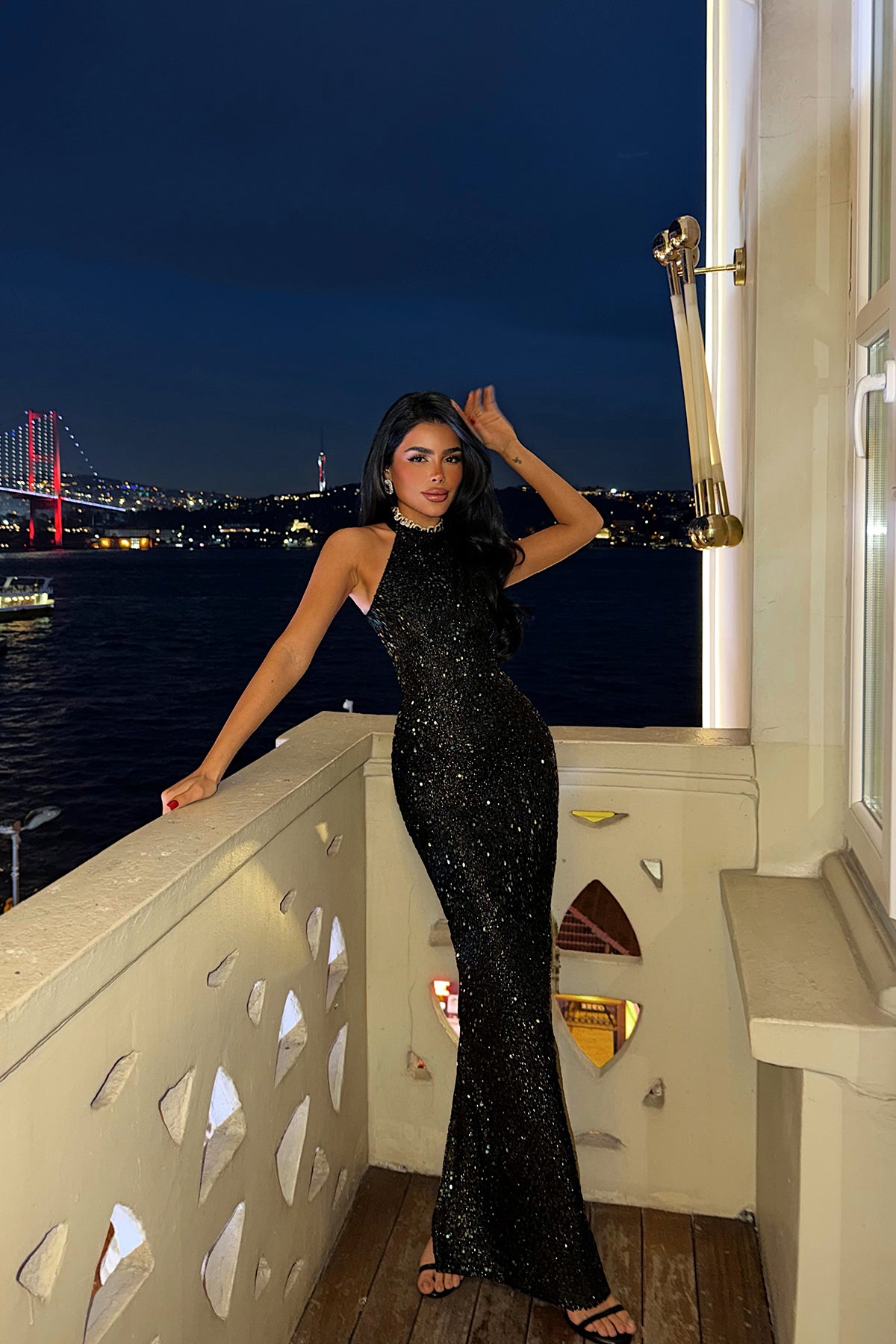 Yeşil Shion Payetli Elbise ATE-4372